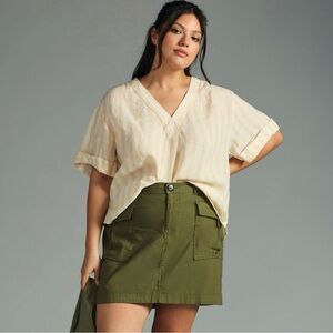 Anthropologie Linen Henley Surf Shirt